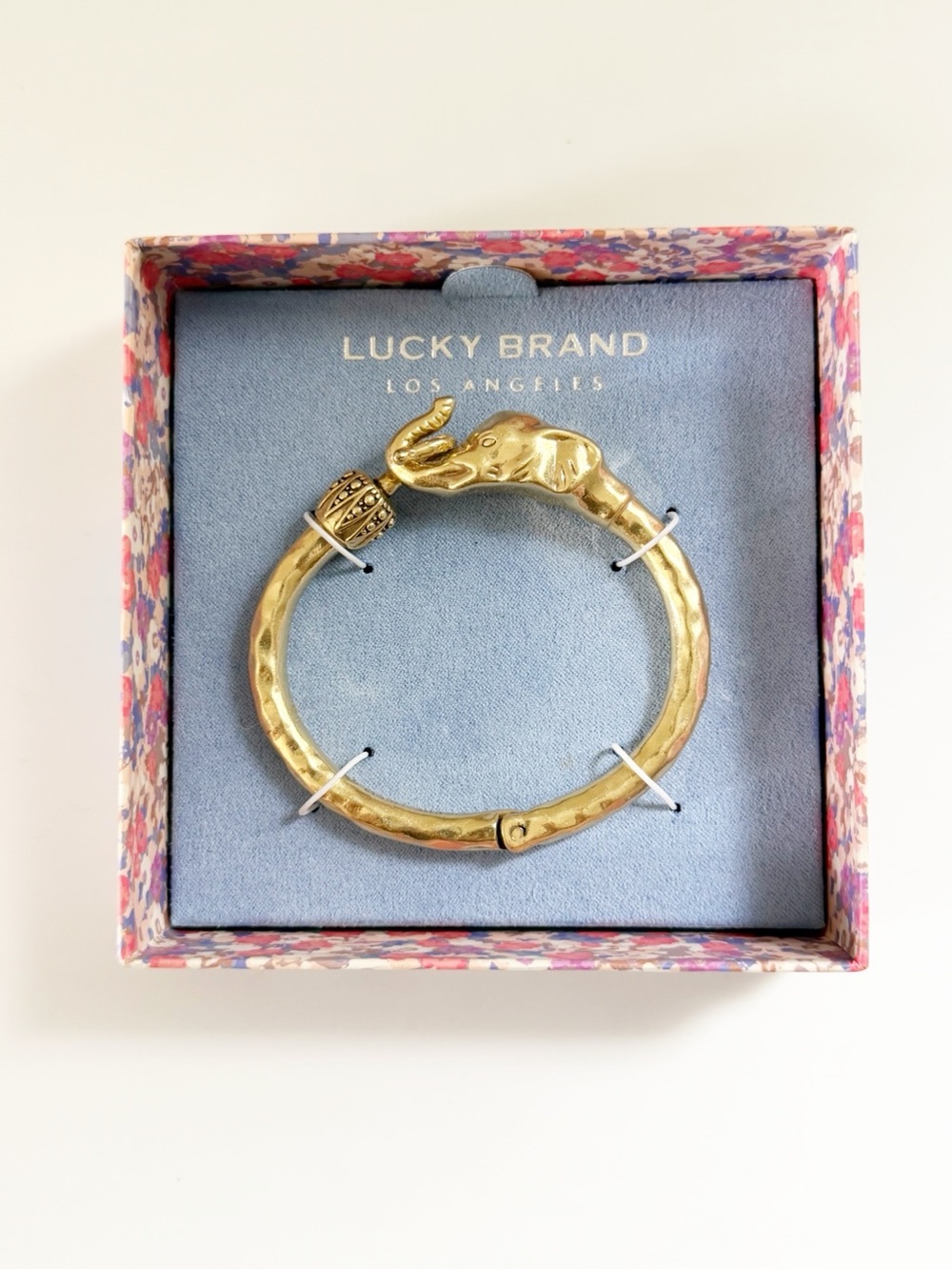 Lucky Brand Elephant Gold Tone Hinge Bracelet New